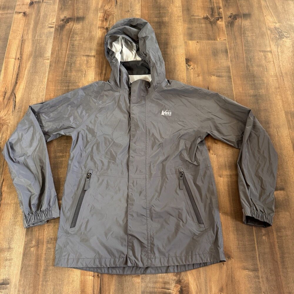 REI Co-op Rainwall Rain Jacket Shell Kids Youth Large sz 14-16 192931 Gray